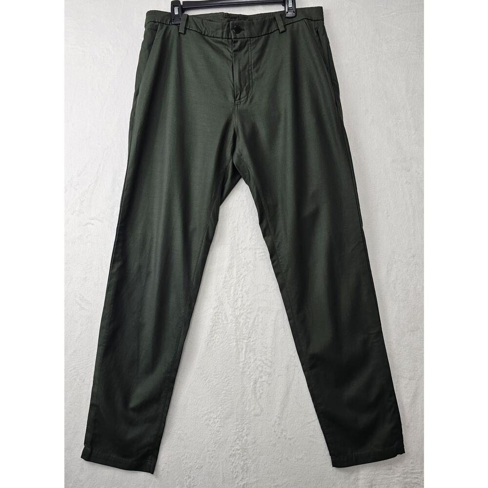 Lululemon Pants Mens Green Commission Swift Cotton Stretch Smart Casual Size 36